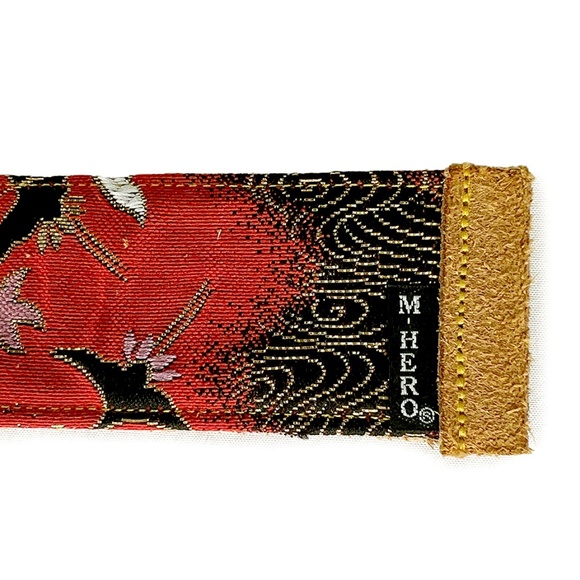 Orange Kimono Crane Fabric Vintage Belt from Japan - Picture 4 of 4